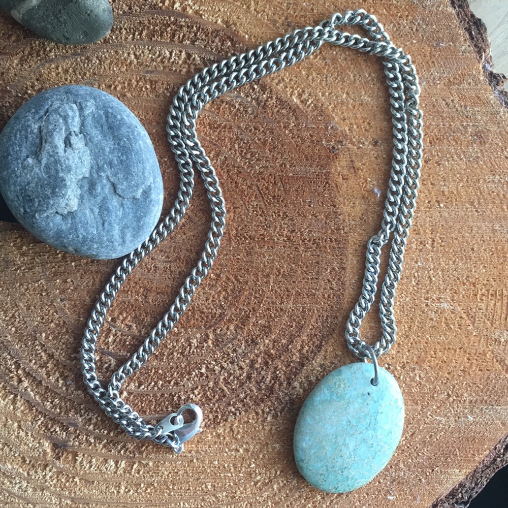 Jade color stone necklace